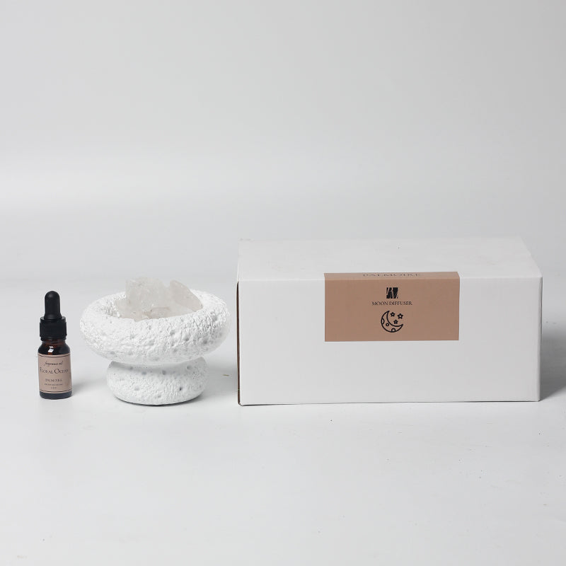 modern aromatherapy diffuser with crystal stones home ambiance