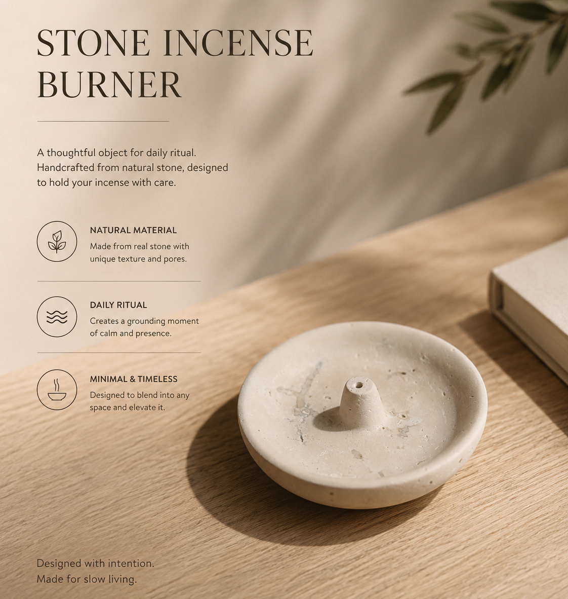 Stone Ritual Plate—Incense Holder