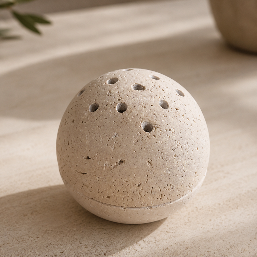 Stone Ritual Sphere — Incense Burner
