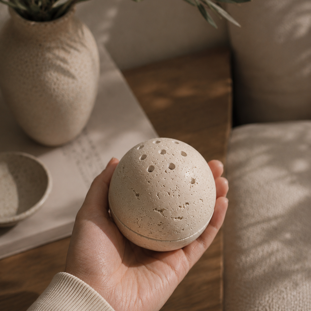 Stone Ritual Sphere — Incense Burner