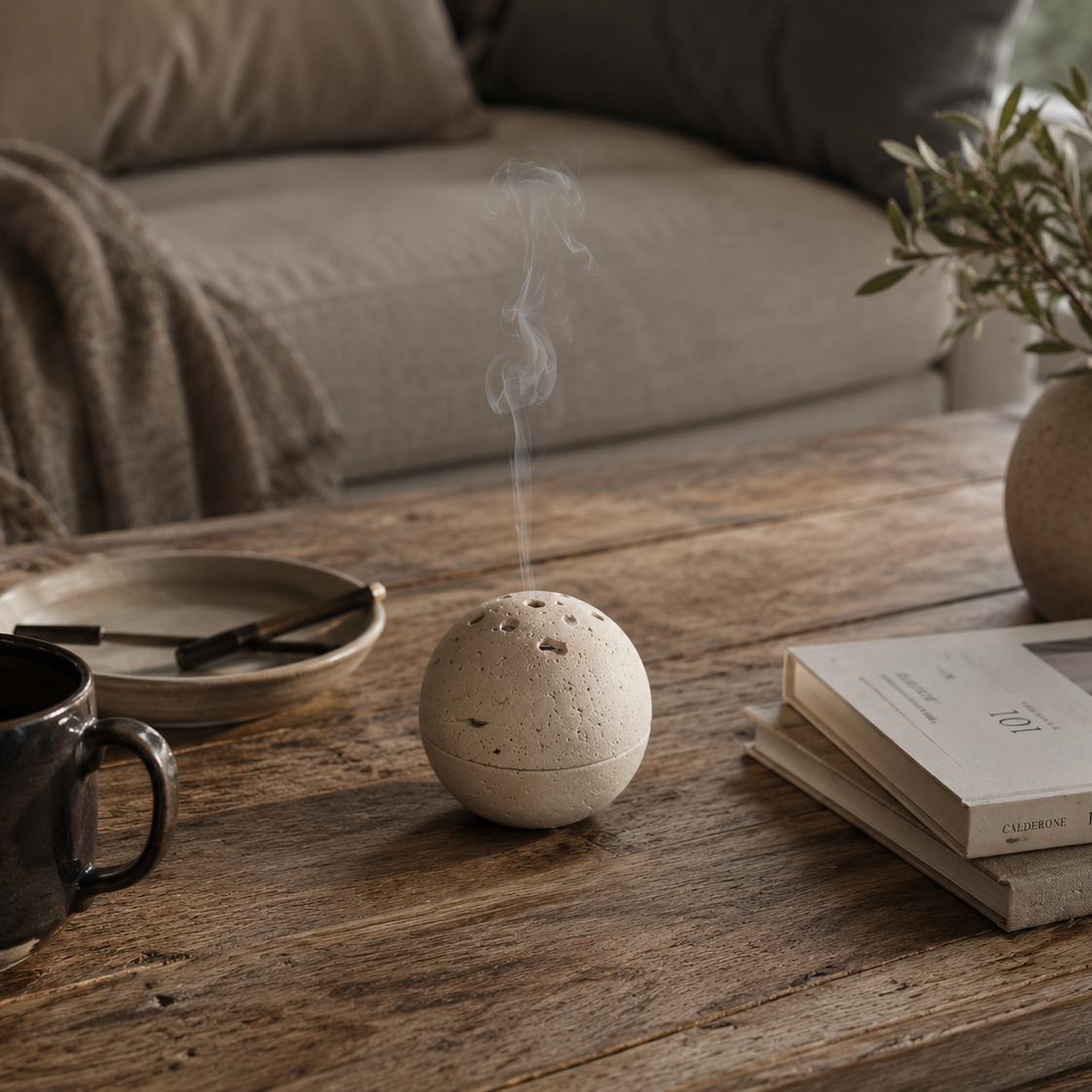 Stone Ritual Sphere — Incense Burner
