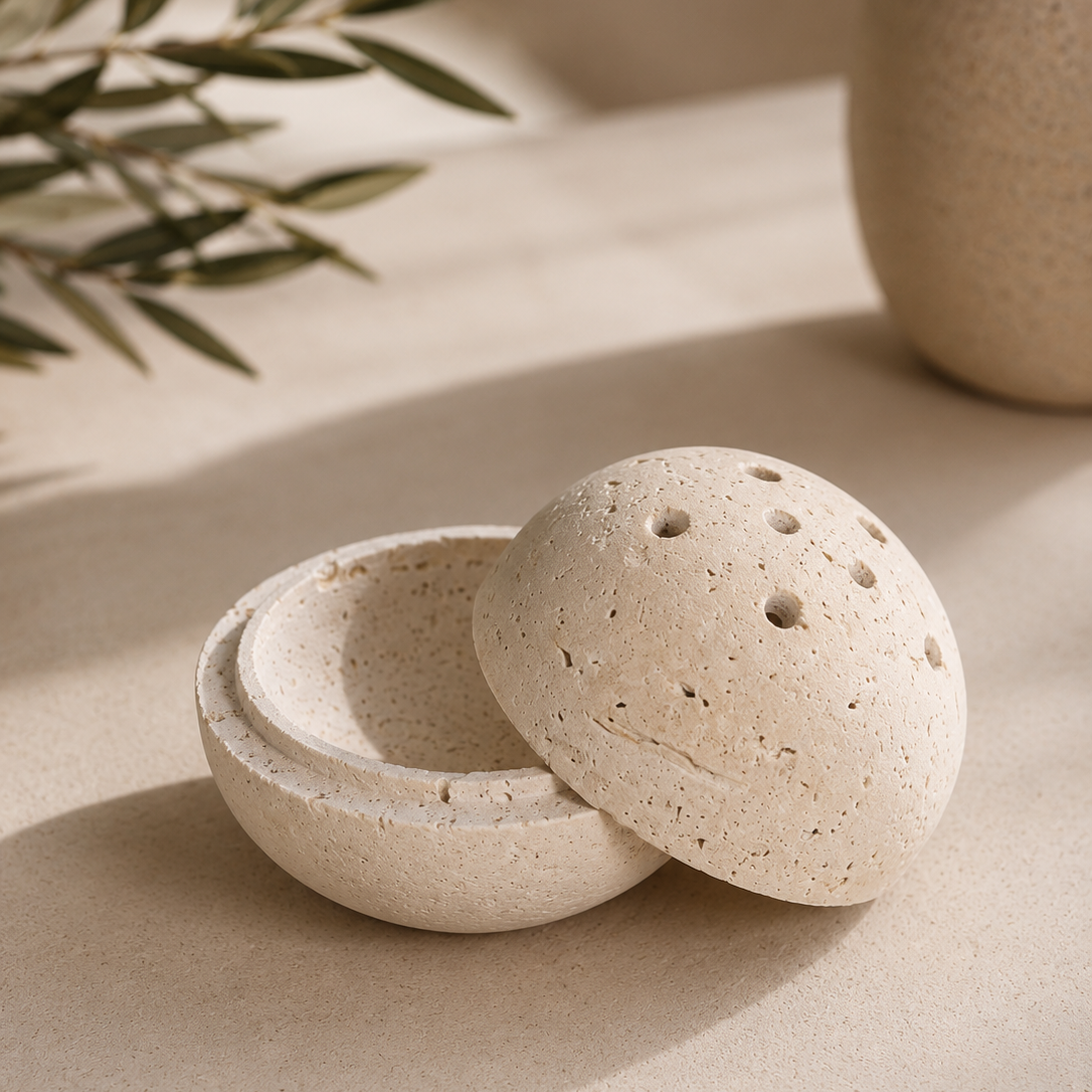 Stone Ritual Sphere — Incense Burner